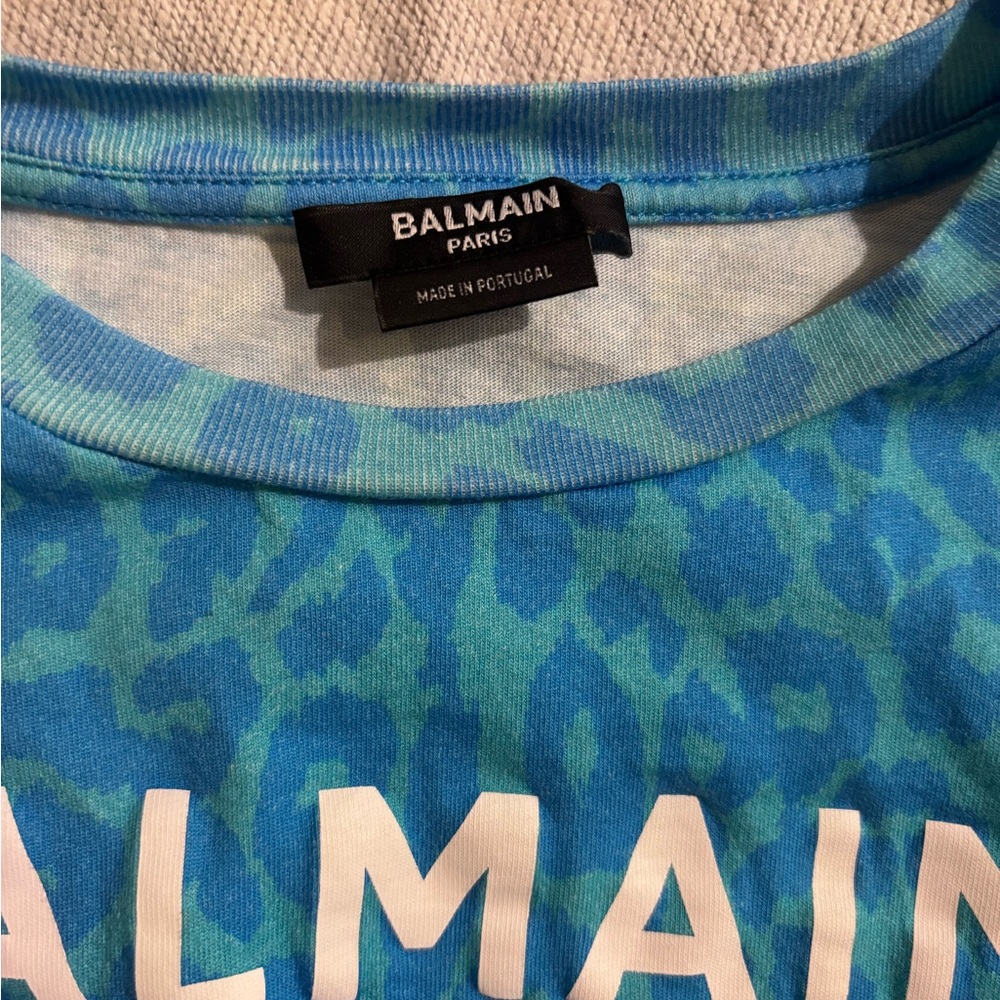 Balmain Kids Leopard Print Blue Nightgown - Picture 3 of 9